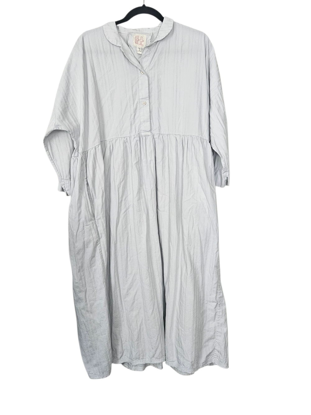 Hannoh Wessel Light Blue 100% Cotton Gentle Stripe Midi Shirt Dress Size 40